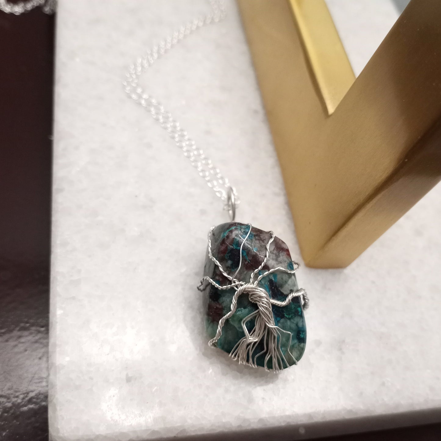 Chrysocolla Tree Of Life In Sterling Silver