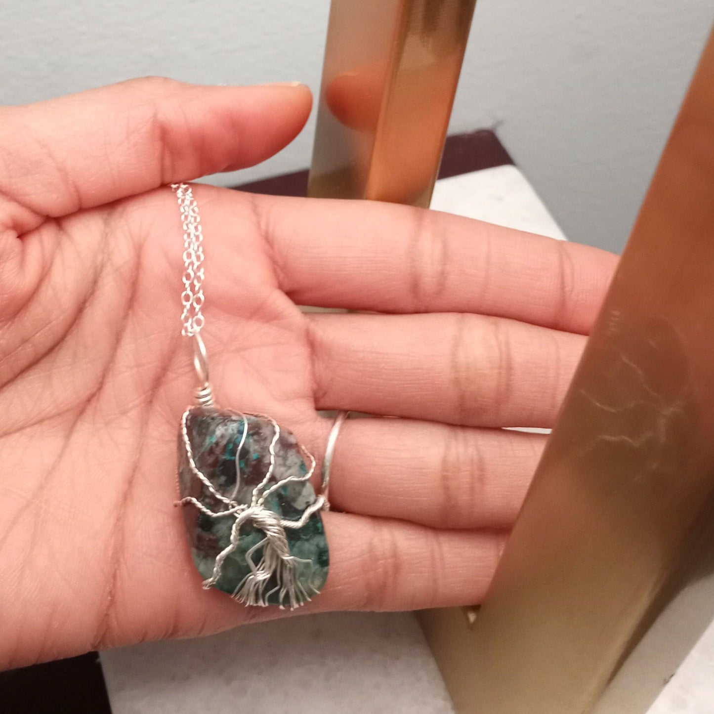 Chrysocolla Tree Of Life In Sterling Silver